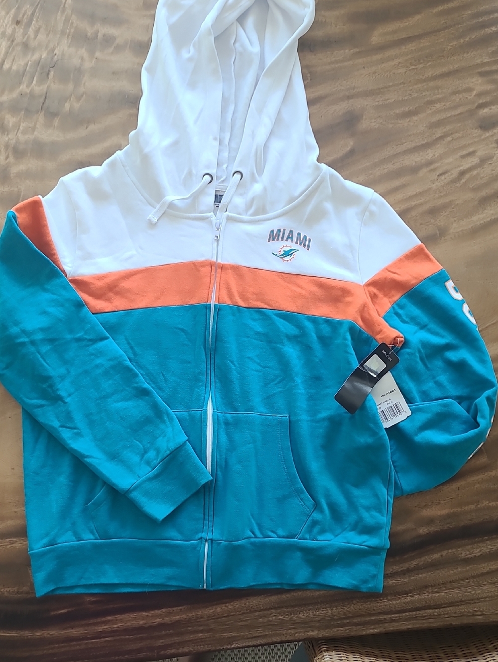 Miami Colorblock Zip Hoodie - White, Teal & Orange